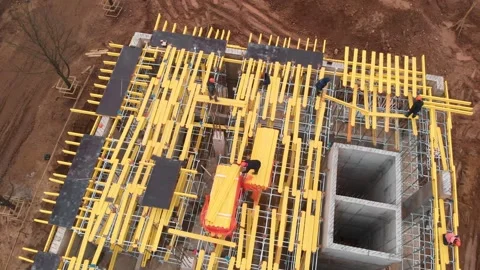 Top view of a building under construction.  Stock Footage 321076659