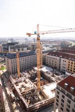 Top view of building under construction in Dresden Stock Photos