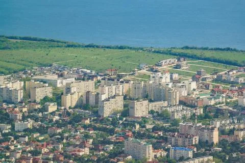 Top view of buildings in the Eastern part of Gelendzhik, a Thick Cape of Gele Stock Photos