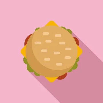 Top view burger icon flat vector. Lunch food Stock Illustration