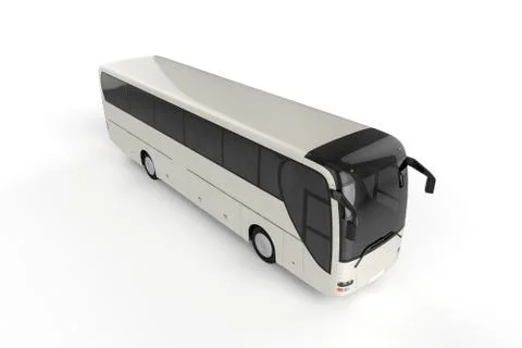 Top View on Bus Mock up on White Background, 3D illustration Stock Illustration
