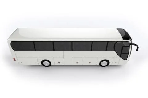 Top View - Bus Mock Up on White Background, 3D Illustration Stock Illustration