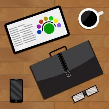 Top view of business activity vector Stock Illustration