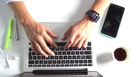 Top view Business Man Using laptop computer Stock Footage 69236178