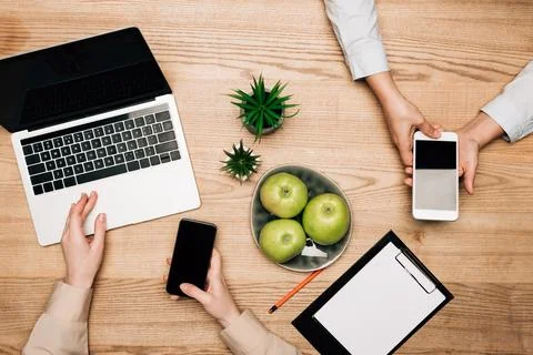 Top view business people using Stock Photos