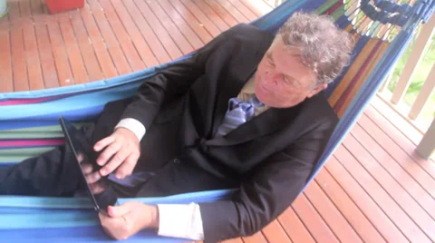 Top View Of Businessman In Hammock 스톡 동영상 37010614