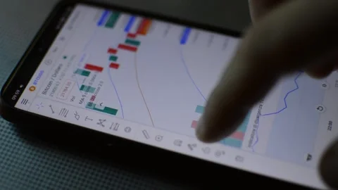 Top view businessman's hand using phone for trading analysis Video stock 200877966