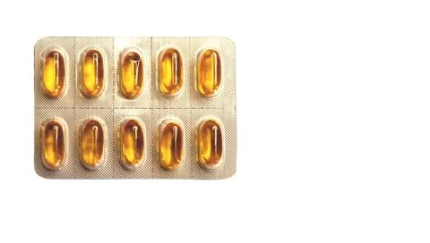 Top view of C vitamini tablet on a white background.Copy space Stock Photos