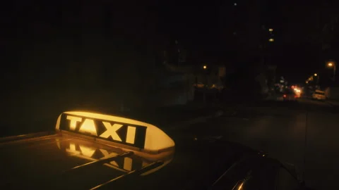 Top view from a cab going around the city at night Stock Footage 278778629