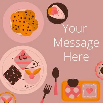 Top view of cake and cookie on desk Stock Illustration