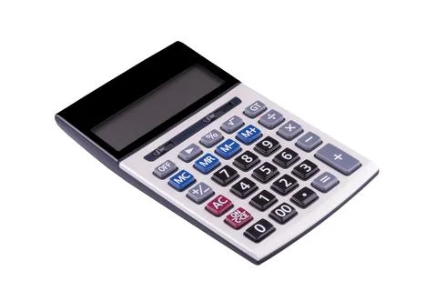 Top view of calculator device for calculating the numbers Stock Photos