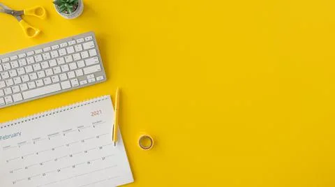 Top view calendar copy space. High quality and resolution beautiful photo Stock Photos