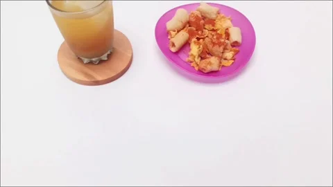 Top View Camera Movement Over Spicy Snack and Herbal Drink Stock Footage 345275248