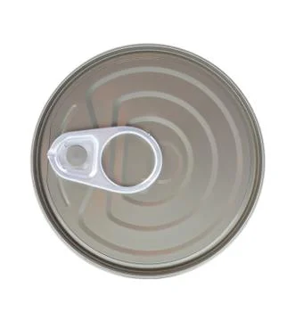 Top view of a can with key isolated on white background Stock Photos