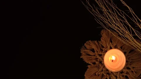 Top view of candle burning in dark background. symbolic concept. Video stock 168376755