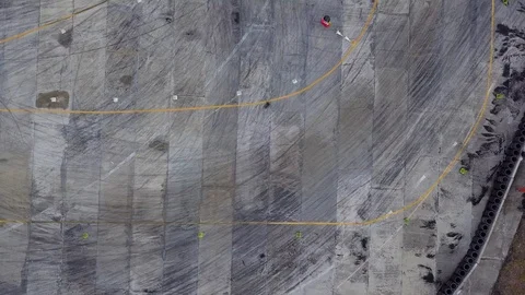 Top view of the car drifting on the race track. Stock Footage 90893694