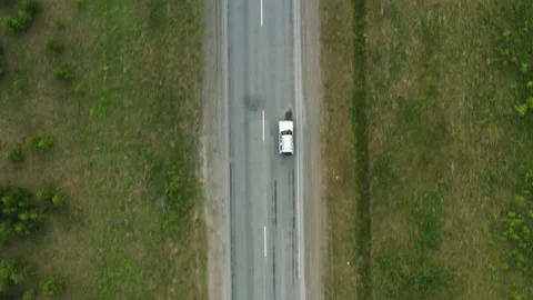 Top view of a car driving on the highway Stock Footage 166457154