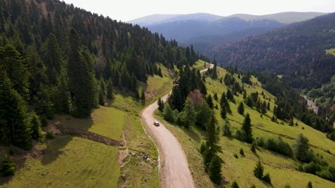 Top view of a car that is driving on a mountain road.Batumi-Georgia-july 2021 Stock-Footage 168678194