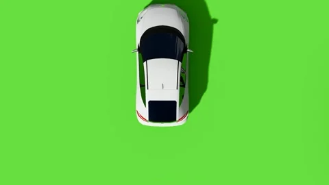 Top View Car Forward Back Green Screen Stock Footage 323489567