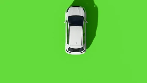 Top View Car Forward Back Green Screen Video stock 323489573
