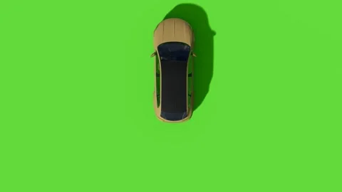 Top View Car Forward Back Green Screen Video stock 323489574