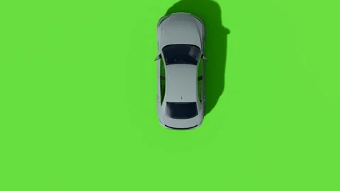 Top View Car Forward Back Green Screen Video stock 323489576