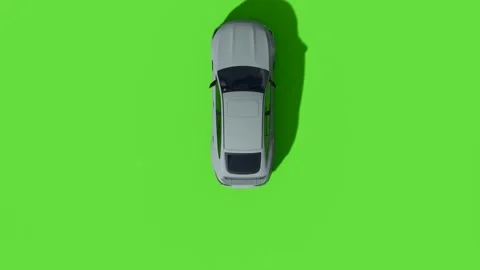 Top View Car Forward Back Green Screen Video stock 323489578