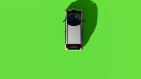Top View Car Forward Back Green Screen Video stock 323489581