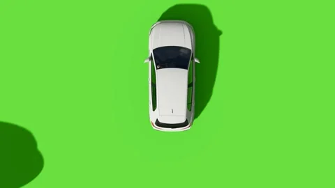 Top View Car Forward Back Green Screen Video stock 323489584