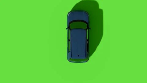 Top View Car Forward Back Green Screen Stock Footage 323489589