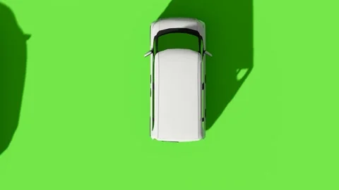 Top View Car Forward Back Green Screen Stock Footage 323489597
