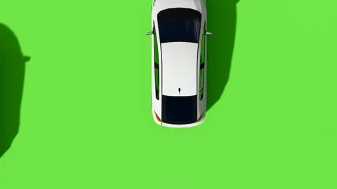 Top View Car Forward Back Green Screen Stock Footage 323489598