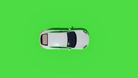 Top View Car Forward Back Green Screen Video stock 323494593