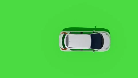 Top View Car Forward Back Green Screen Stock Footage 323494622