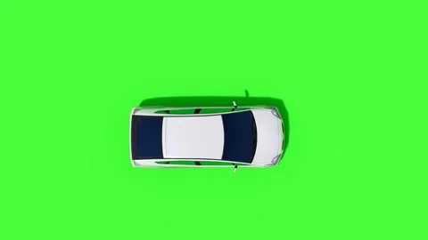 Top View Car Forward Back Green Screen Stock Footage 323494654