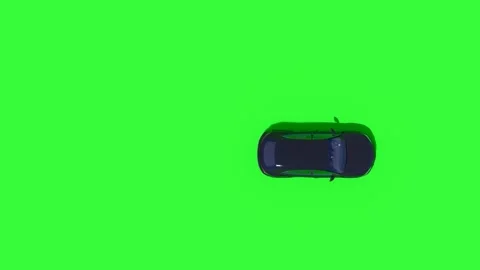 Top View Car Forward Back Green Screen Stock Footage 323494679