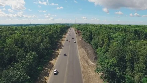 Top view of car traffic in suburb, Russia, Samara city, summer day, good weather Stock Footage 77366819