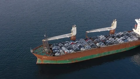 Top view of the cargo ship Socol 9. Stock Footage 121390566