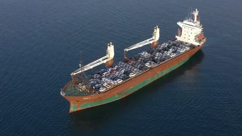 Top view of the cargo ship Socol 9. Stock Footage 121390578