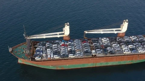 Top view of the cargo ship Socol 9. Stock Footage 121390617