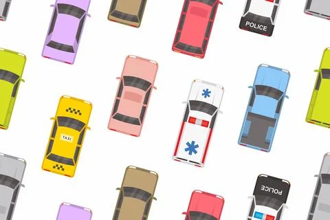 Top view of Cars Seamless pattern Stock Illustration