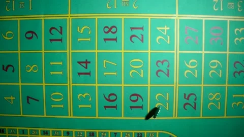 Top view of casino chips falling close up in slow motion on green roulette table Stock Footage 187551596