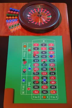 Top view of a casino roulette table. 3d illustration. Stock Illustration