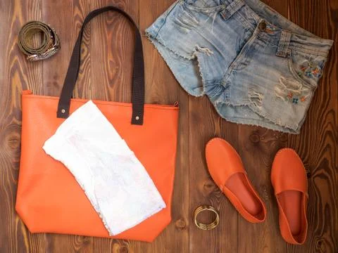 Top view on casual clothes Stock Photos