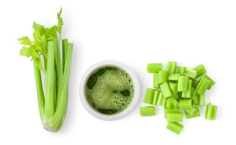 Top view of celery isolated on white background Stock Photos