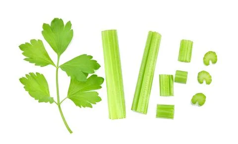 Top view of celery isolated on white background Stock Photos