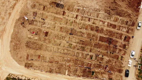 Top view of a cemetery Stock Footage 258136648