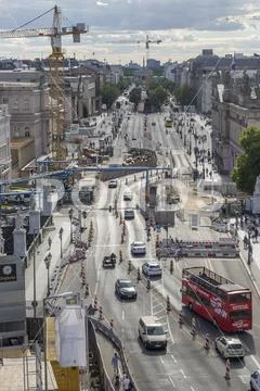 Top view of the central Berlin street Unter den Linden Stock Photos