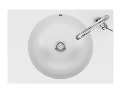 Top view of ceramic bathroom sink isolated on white background Illustrazione stock