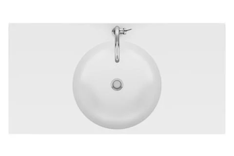 Top view of ceramic bathroom sink isolated on white background Illustrazione stock